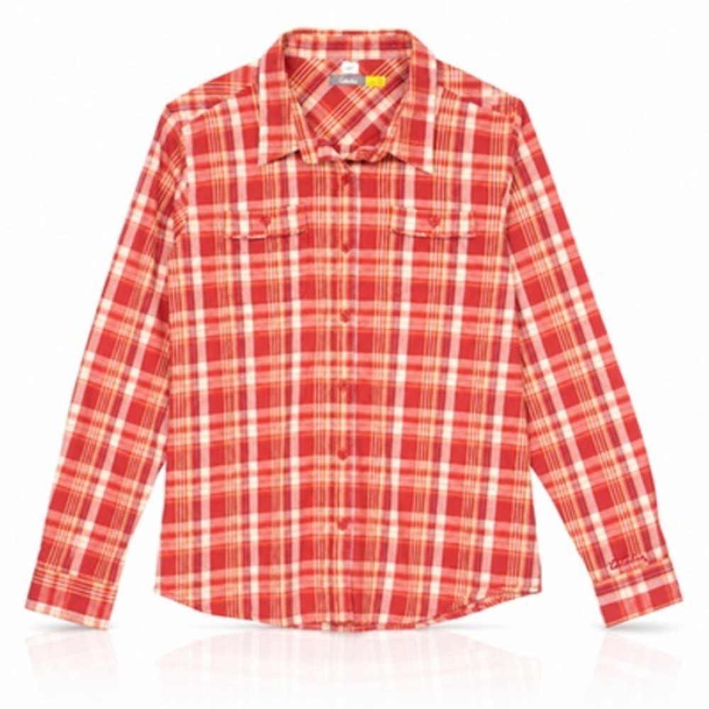 Cabela's Plaid Shirt Womens Large Red Stretch Roll Tab‎ Outdoor Button Up